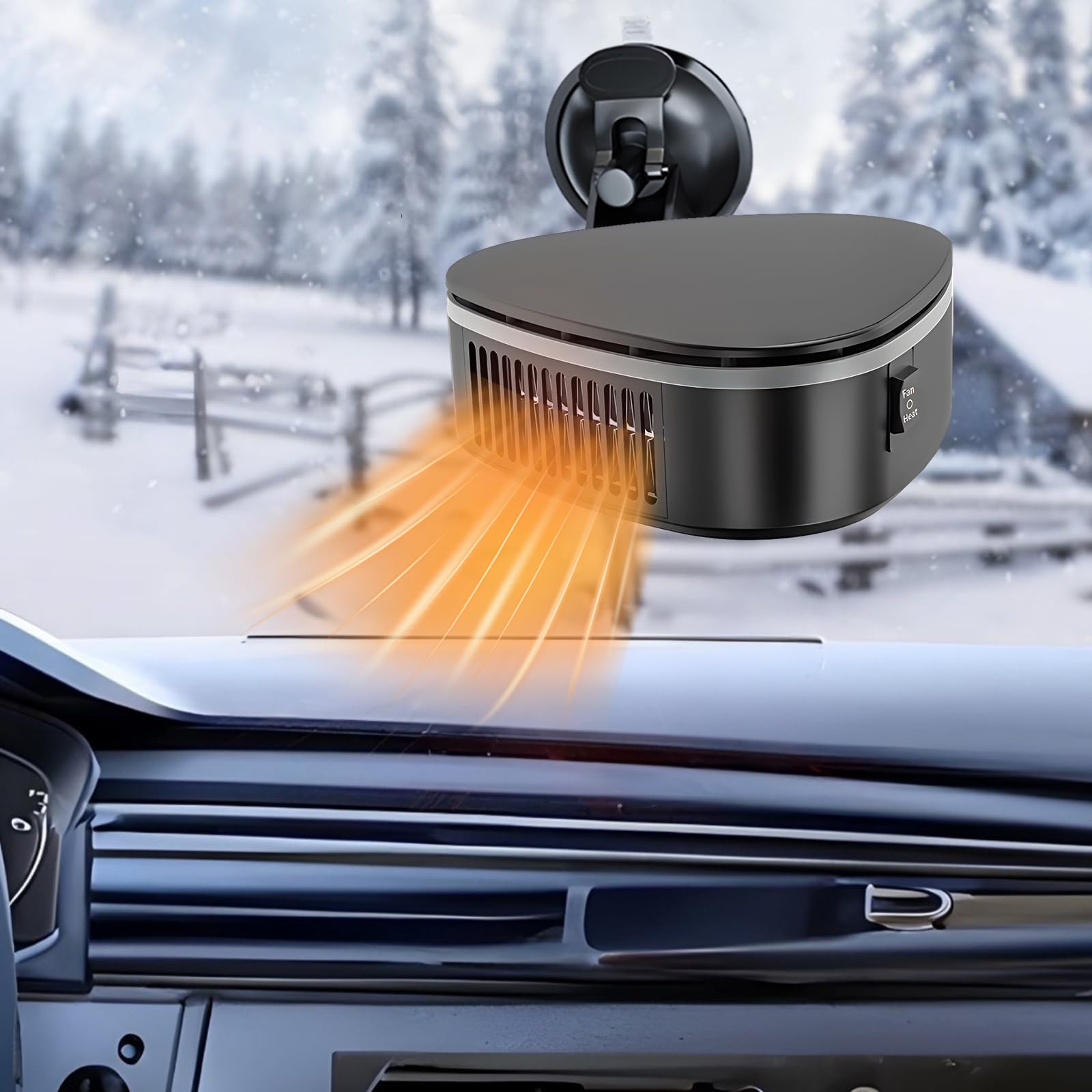 Towwoo Auto Heizlüfter, 2 in 1 Heizung/Kühlung 12V 120W Windschutzscheiben Lüfter Heizung, Heizung und Ventilator, 360 ° Drehung Winter Auto Defroster Demister, mit Saugnapfhalterung von Towwoo