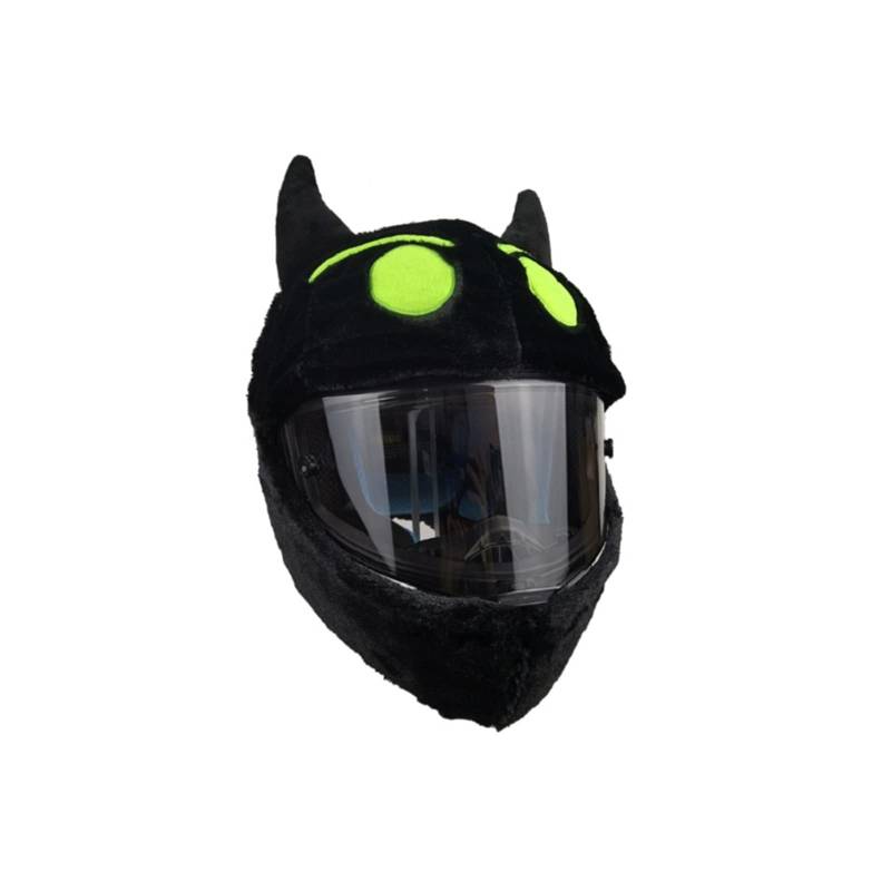 Towwoo Stoff-Cover für Motorradhelm, Cartoon Plüsch Tier Helm Schutzhülle, Anti-Staub Anti-Kratzer, Personalisierte Passend für Vollhelme (Schwarzer Dämon) von Towwoo