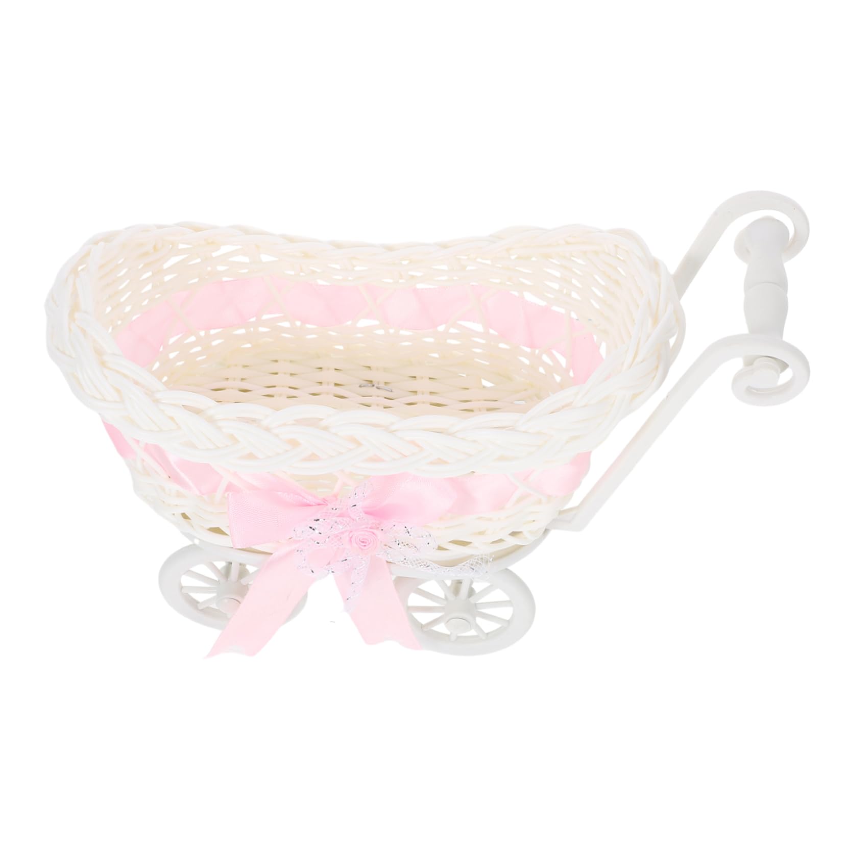 Toyvian Simulierter Rattan-Blumenkorb Puppenwagen für Babys Bausatz Filztasche Babywippe Pickle-Kit Obst geschenkkorb geschenkkörbe Süße Babyparty-Dekorationen Servierkorb Schokolade Rosa von Toyvian