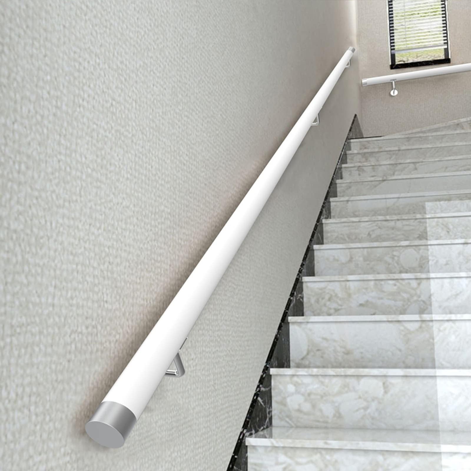 Treppengeländer innen,Door Handle Stair Railing Holder with Brackets,Handrail for Stairs Indoor,handlauf holz,Selbstinstallierter rutschfester Gangtreppenkorridor für ältere Menschen,runde(C,400cm/157 von Tqertrtfxa