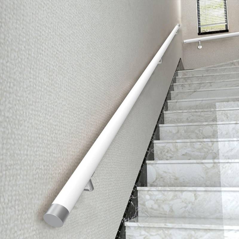 Treppengeländer innen,Door Handle Stair Railing Holder with Brackets,Handrail for Stairs Indoor,handlauf holz,Selbstinstallierter rutschfester Gangtreppenkorridor für ältere Menschen,runde(C,80cm/31.5 von Tqertrtfxa