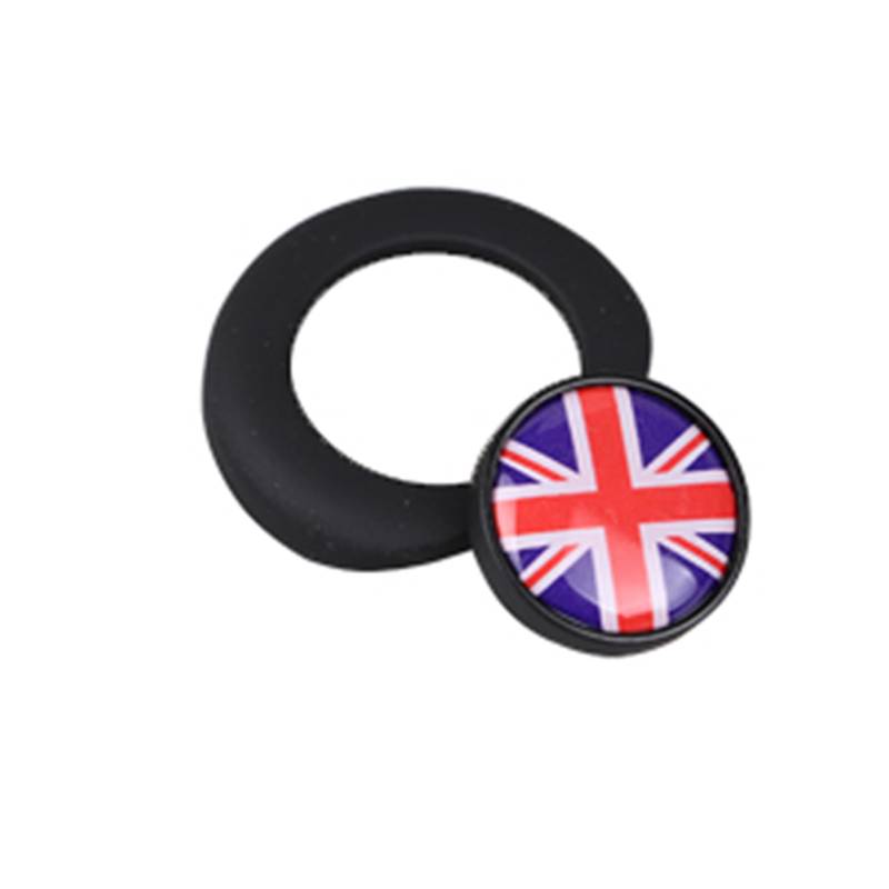 TrOuJIpxz Motorstartknopf Push Start Stop-Taste Motor Zündring Drucktaste Starter Abdeckkappe Gehäuse Kompatibel mit Mini Cooper (Schwarz-Union Jack Rot) von TrOuJIpxz