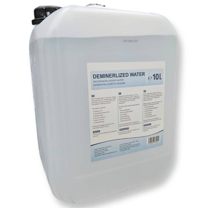 Reines Demiwasser - Demineralisiertes Wasser - Osmosewasser - Akkusater - Bügelwasser - 10 Liter - Cannister von Trade Chemicals Europe BV