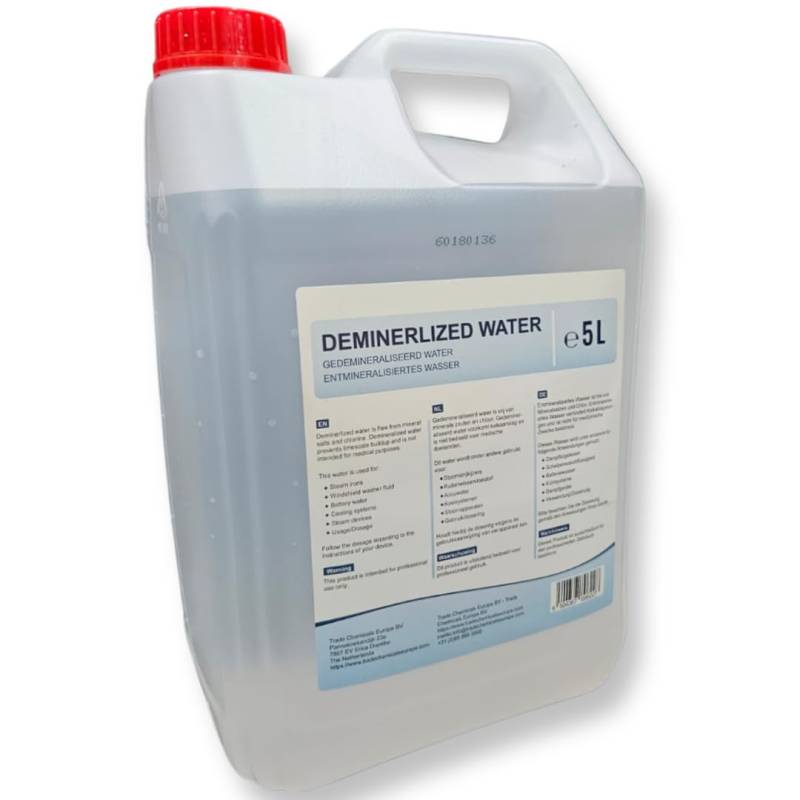 Reines - Demiwasser - Demineralisiertes Wasser - Osmosewasser - Akkusater - Bügelwasser 5 Liter Cannister von Trade Chemicals Europe BV