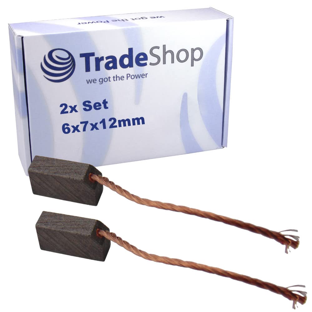 2x Trade-Shop Motorkohlen/Kohlebürsten/Schleifkohlen 6 x 7 x 12mm 12-24V für verschiedene KFZ-Motoren Rolltor Garagentor Antriebe Lichtmaschine von Trade-Shop