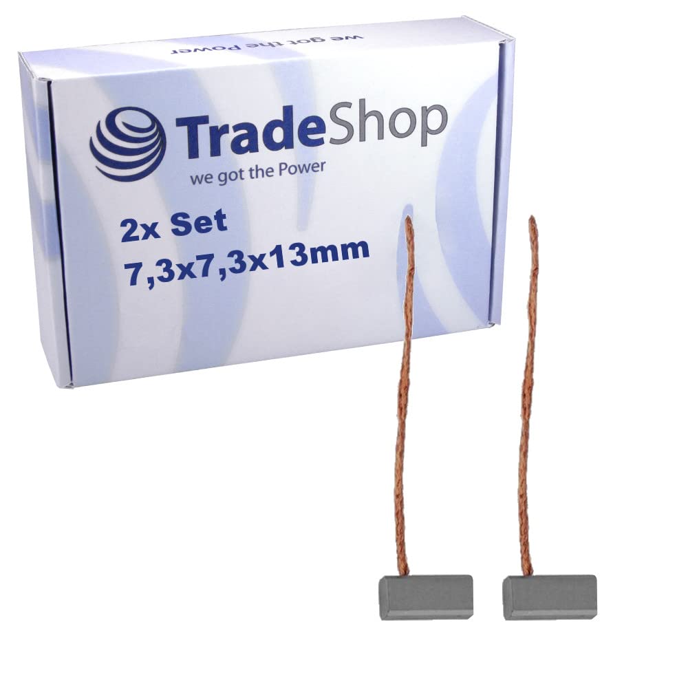 2x Trade-Shop Motorkohlen/Kohlebürsten/Schleifkohlen 7,3 x 7,3 x 13mm 12-24V für verschiedene KFZ-Motoren Rolltor Garagentor Antriebe Lichtmaschine von Trade-Shop