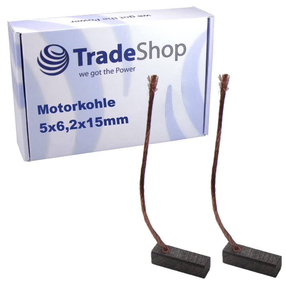 2x Trade-Shop Motorkohlen/Kohlebürsten 5x6,2x15mm für viele KFZ PKW LKW Motoren Klimaanlage Gebläse Lüfter Scheibenwischer Fensterheber Wasserpumpe von Trade-Shop