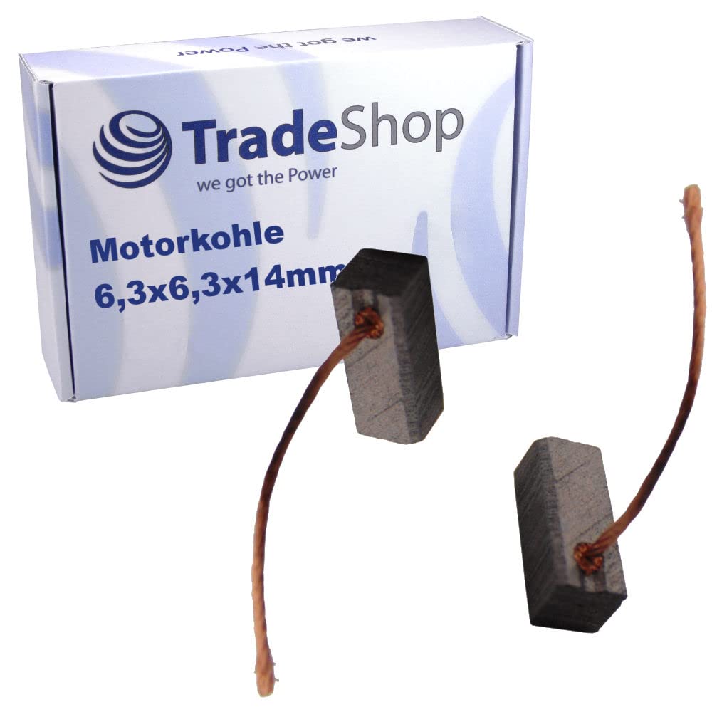 2x Trade-Shop Motorkohlen/Kohlebürsten 6,3x6,3x14mm für viele KFZ PKW LKW Motoren Klimaanlage Gebläse Lüfter Scheibenwischer Fensterheber Wasserpumpe von Trade-Shop