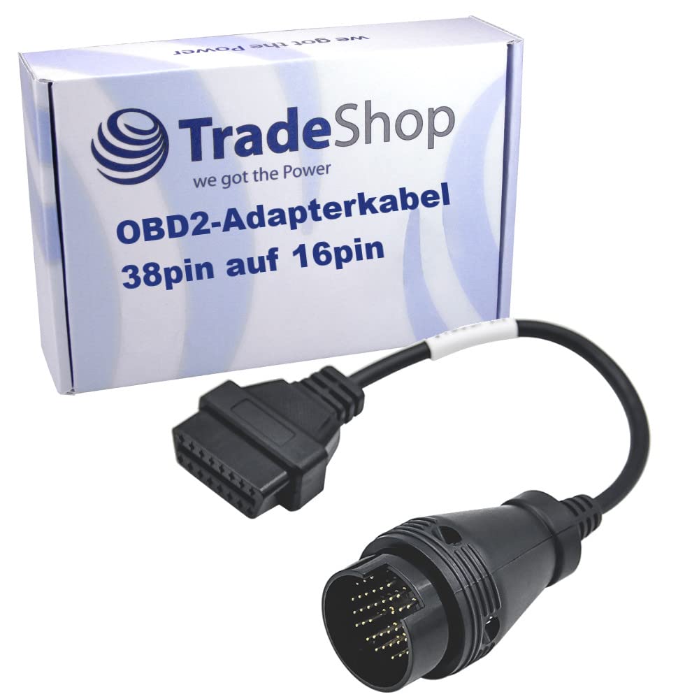 Trade-Shop OBD1 38Pin auf 16Pin OBD2 Interface Diagnose Adapterkabel kompatibel mit Iveco LKW Truck Fahrzeug mit 38-Pin Diagnoseanschluss von Trade-Shop