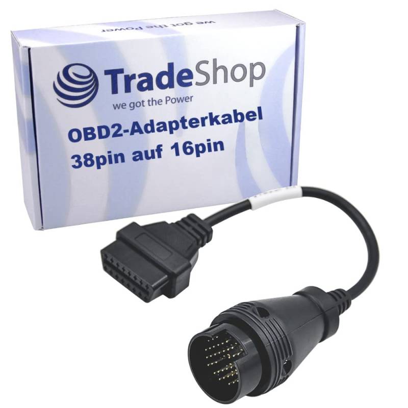 Trade-Shop OBD1 38Pin auf 16Pin OBD2 Interface Diagnose Adapterkabel kompatibel mit Iveco LKW Truck Fahrzeug mit 38-Pin Diagnoseanschluss von Trade-Shop