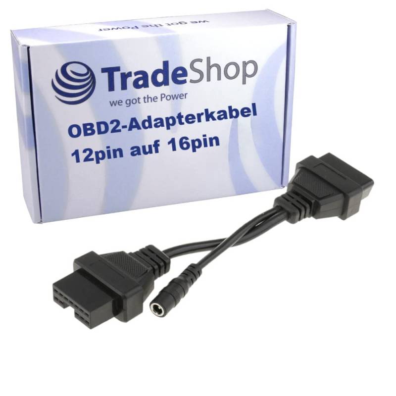 Trade-Shop OBD2 Diagnose Adapter Kabel 12-Pin Stecker auf 16pol Buchse kompatibel mit Mitsubishi, kompatibel mit Hyundai miz 12-Pin Anschluss von Trade-Shop