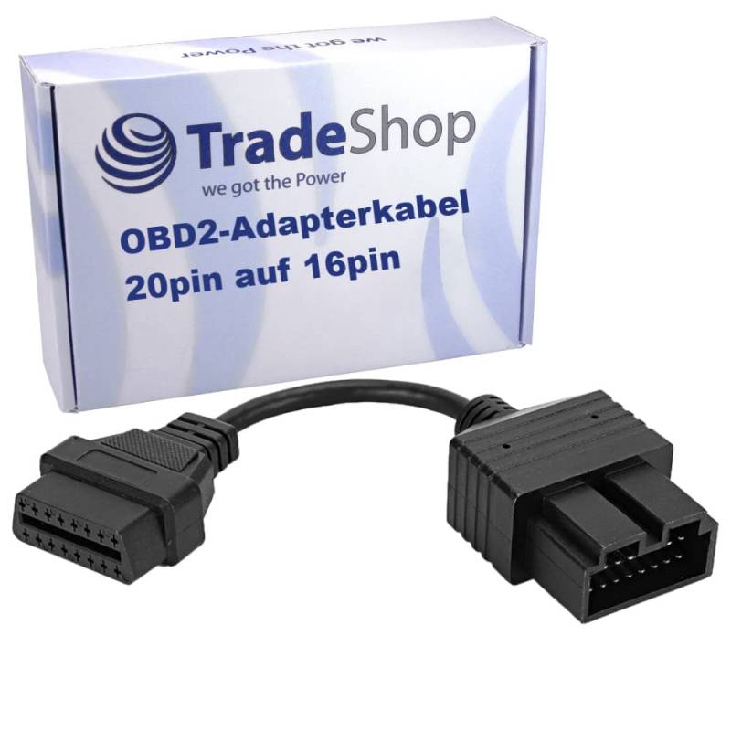 Trade-Shop OBD2 Diagnose Adapter Kabel 12pin auf 16pin Buchse für ELM 327 KKL VAGCom kompatibel mit KIA (ältere Modelle) mit 20-Pin/Plug & Play von Trade-Shop