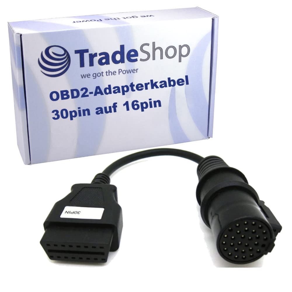 Trade-Shop OBD2 Diagnose Adapter Kabel 30-Pin auf 16-Pin Buchse kompatibel mit Iveco Stralis, Eurocargo, EuroTrackker, Trakker LKW Truck von Trade-Shop