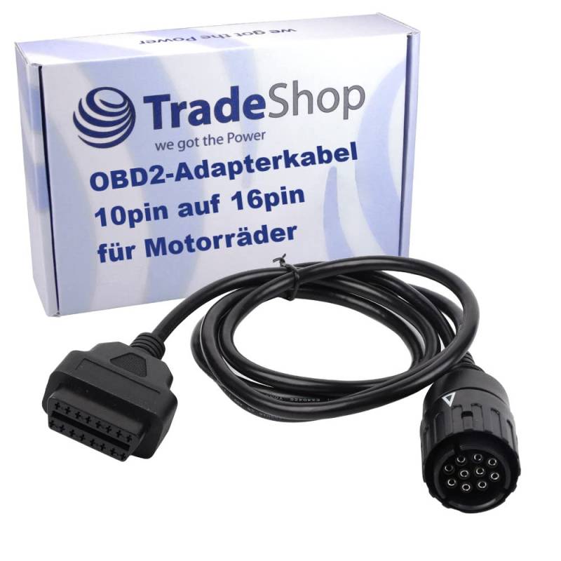 Trade-Shop OBD2 Diagnose Adapterkabel Interface 10pin Stecker auf 16pol Buchse kompatibel mit BMW Motorräder ab Baujahr 1998 (C-, F-, G-, K-, R-Serie) von Trade-Shop