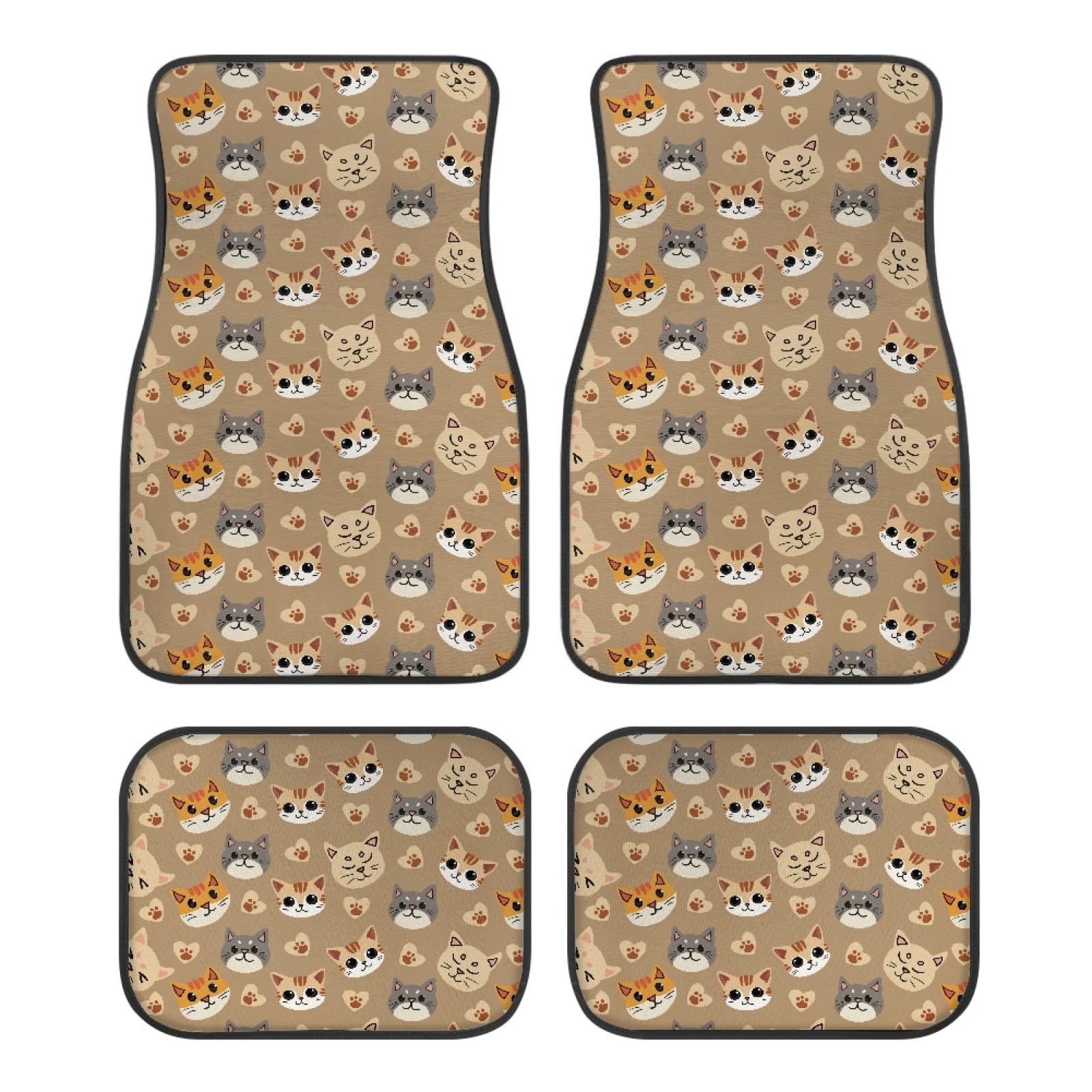 Fußmatten mit niedlichem Katzendruck, universelle Passform, für vorne und hinten, 4 Stück, für alle Jahreszeiten von TradesForU