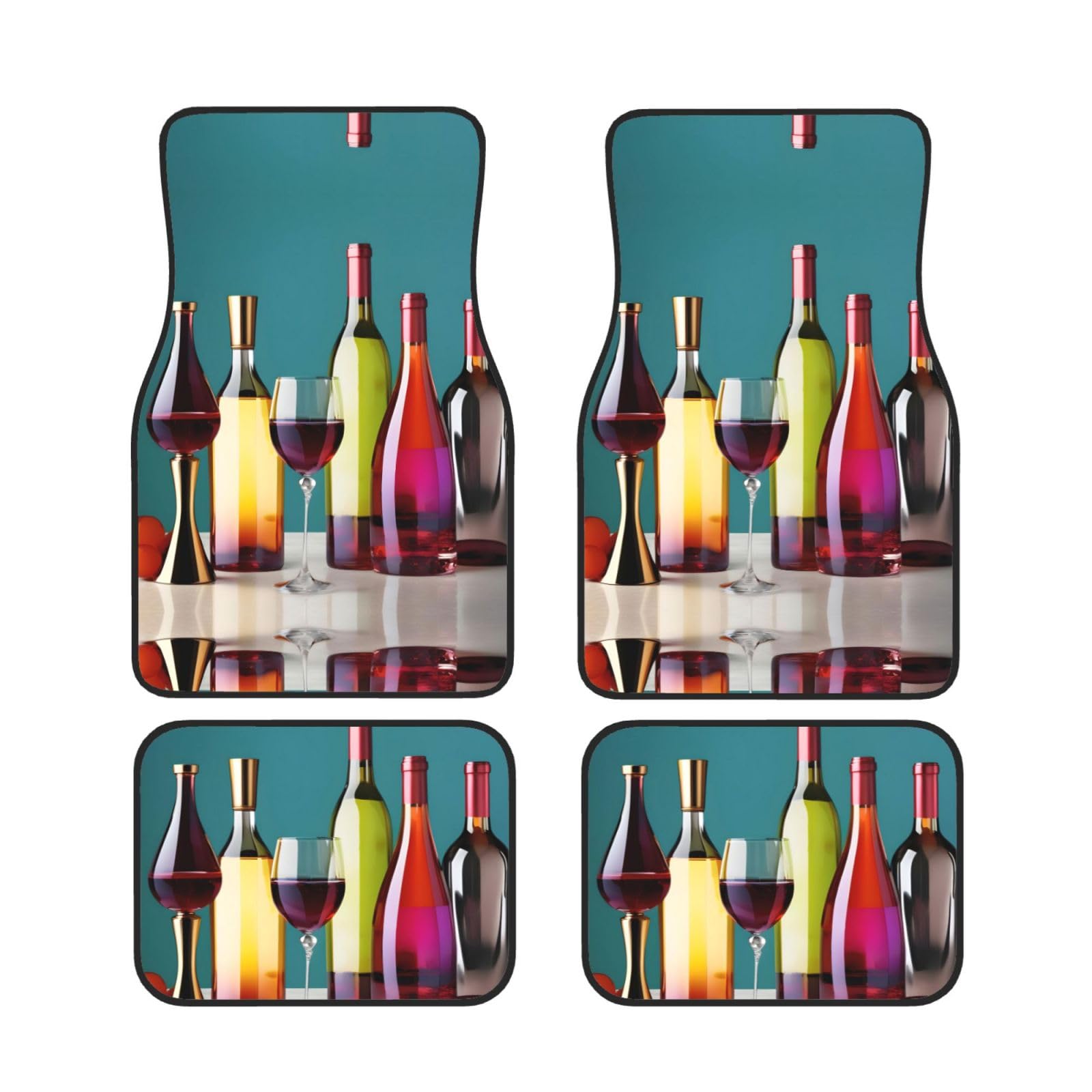 Premium Automatten-Set - Ihr Autoboden mit elastischem und weichem Gummi - inklusive 4 Cocktailgläsern und Weinflaschenlos von TradesForU