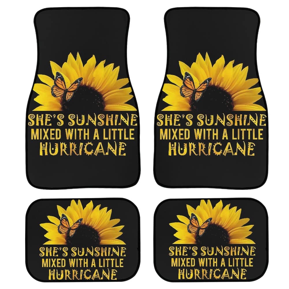 She's Sunshine Bodenmatte mit Sonnenblumen-Aufdruck, langlebig, rutschfest, passend für die meisten Autos, SUVs, Vans, LKWs, Limousinen von TradesForU