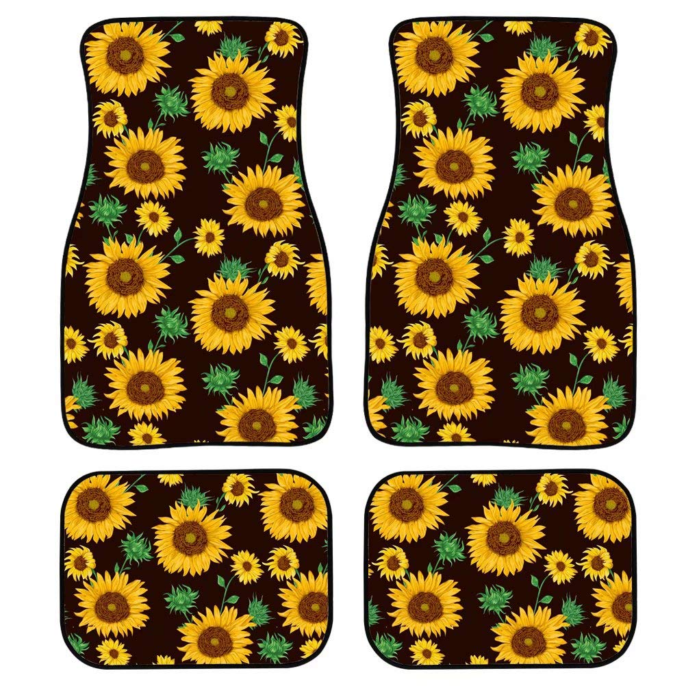 Sunflower Fußmatten vorne und hinten, für Auto, LKW, SUV und Van, Allwettereinlagen, 4-teiliges Set, Trittmatte, robuste Auto-Innenausstattung von TradesForU