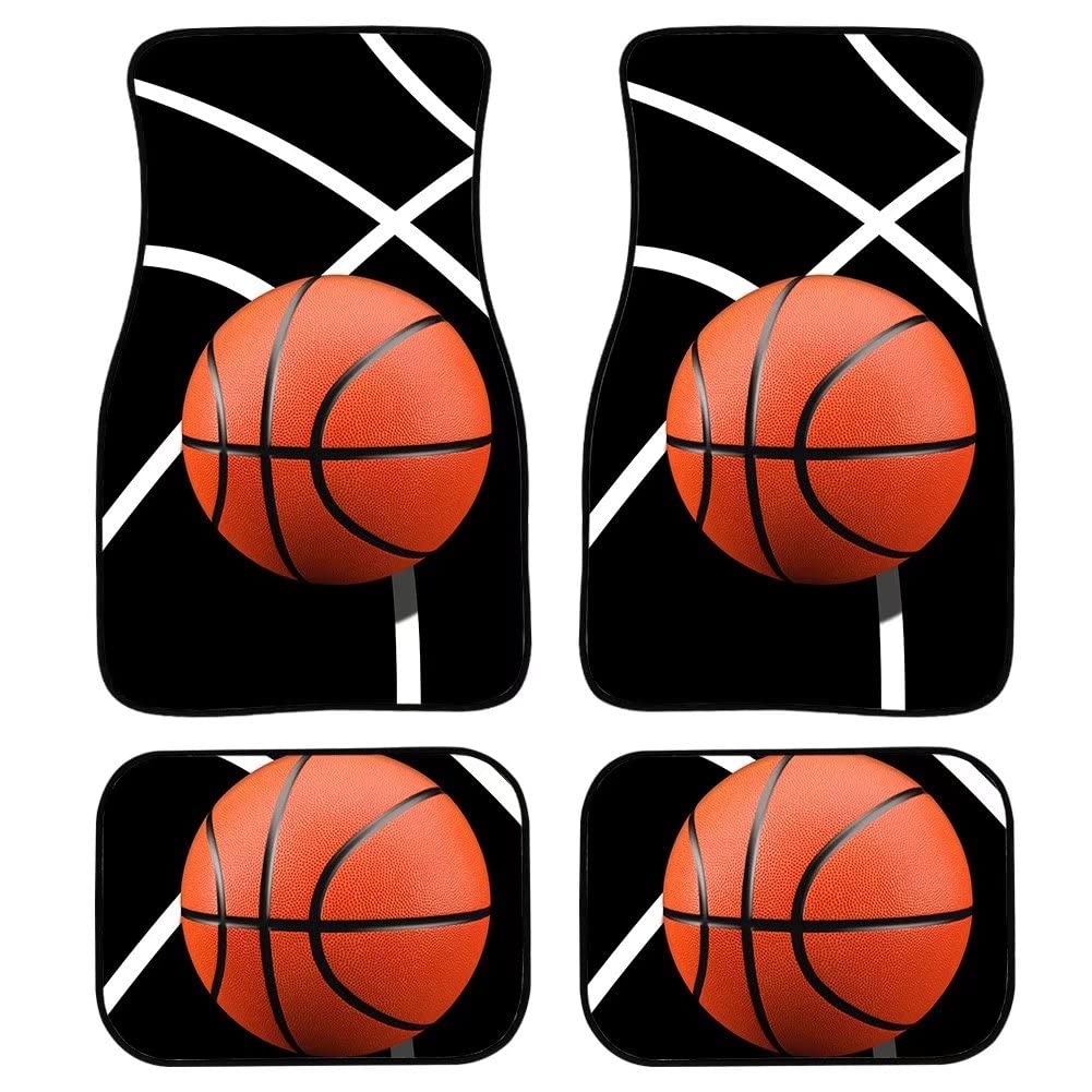 Teppich, Basketball-Muster, Autoteppich, modische Autoteppich, Auto-Innendekoration, vorne und hinten, 4-teiliges Set, passend für die meisten Autos von TradesForU