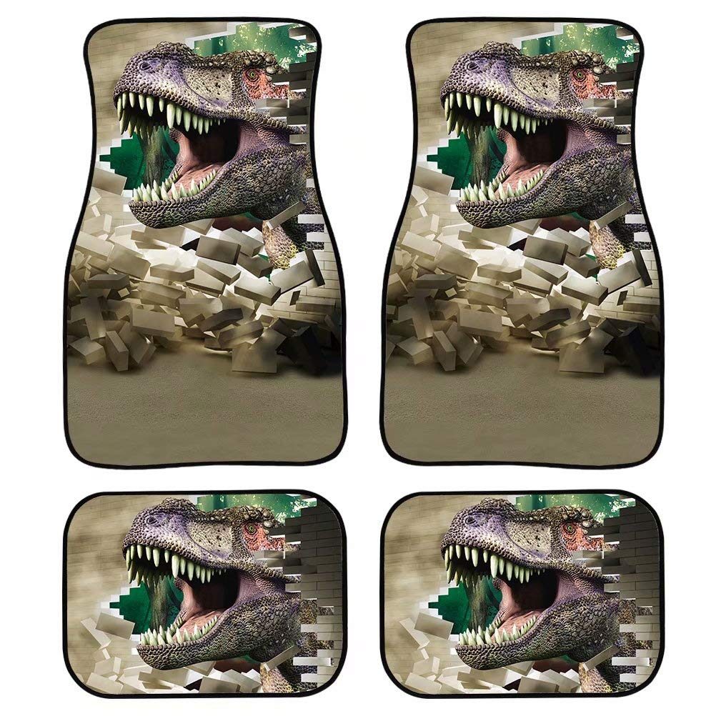 Tier-Dinosaurier-Teppich, Auto-Dekorationen, Fußmatten für Auto, SUV und LKW, 4 Stück, weich und einfach anzubringen, vorne und hinten von TradesForU