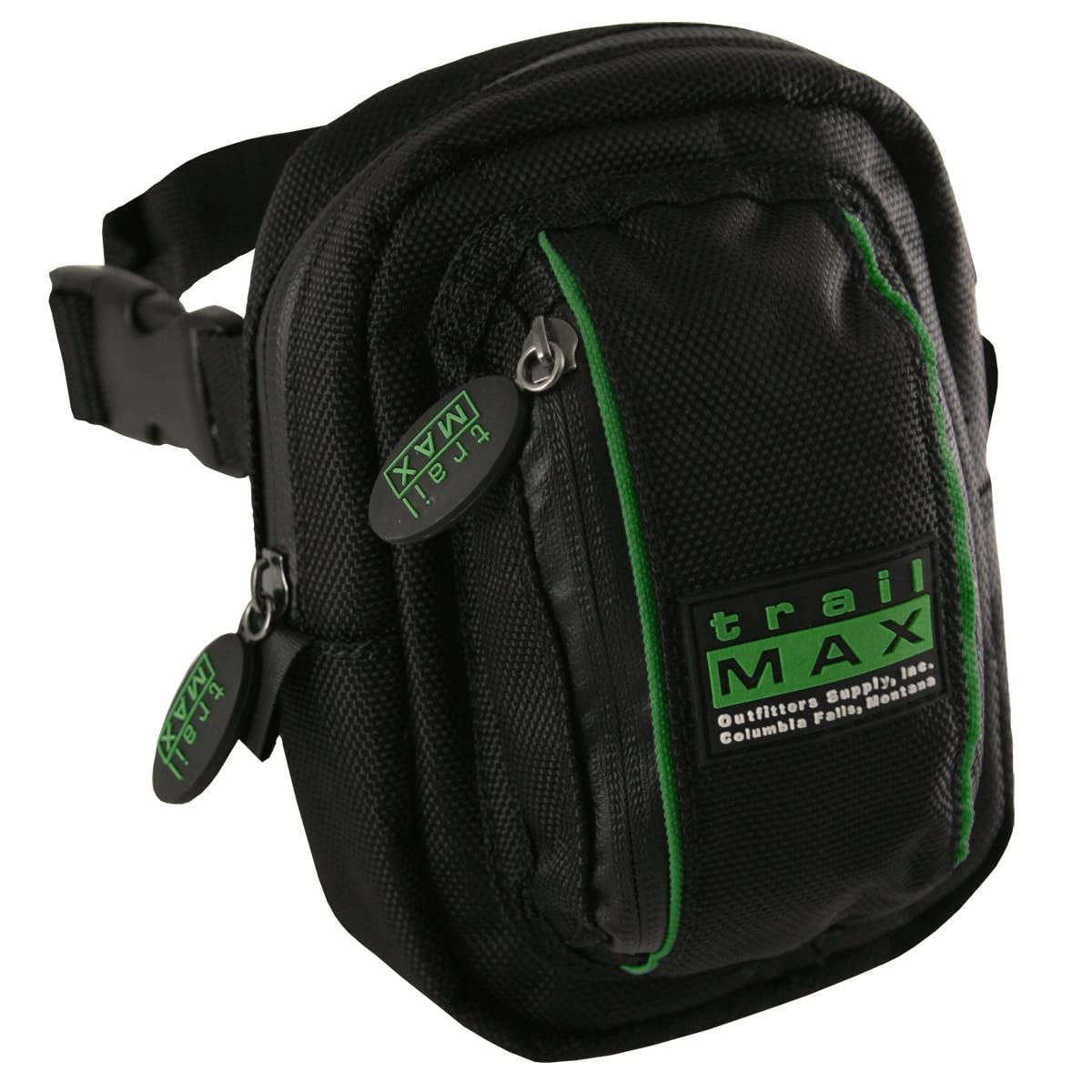 TrailMax 500 Series Isolierte und gepolsterte Vordertasche Satteltasche für Trail Reiten; Handy-Sattel-Fronttasche; Trail-Riding Handytasche; Sattel-Fronttasche mit grüner Paspelierung von TrailMax