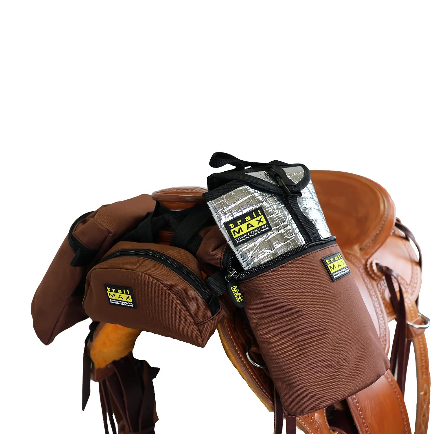 TrailMax Mittelgroße Sattelhorntasche & Knauftasche Combo Trail Riding Satteltaschen mit 1 Satz TrailMax Horn Taschen & 1 Pommel Tasche (Braun) von TrailMax