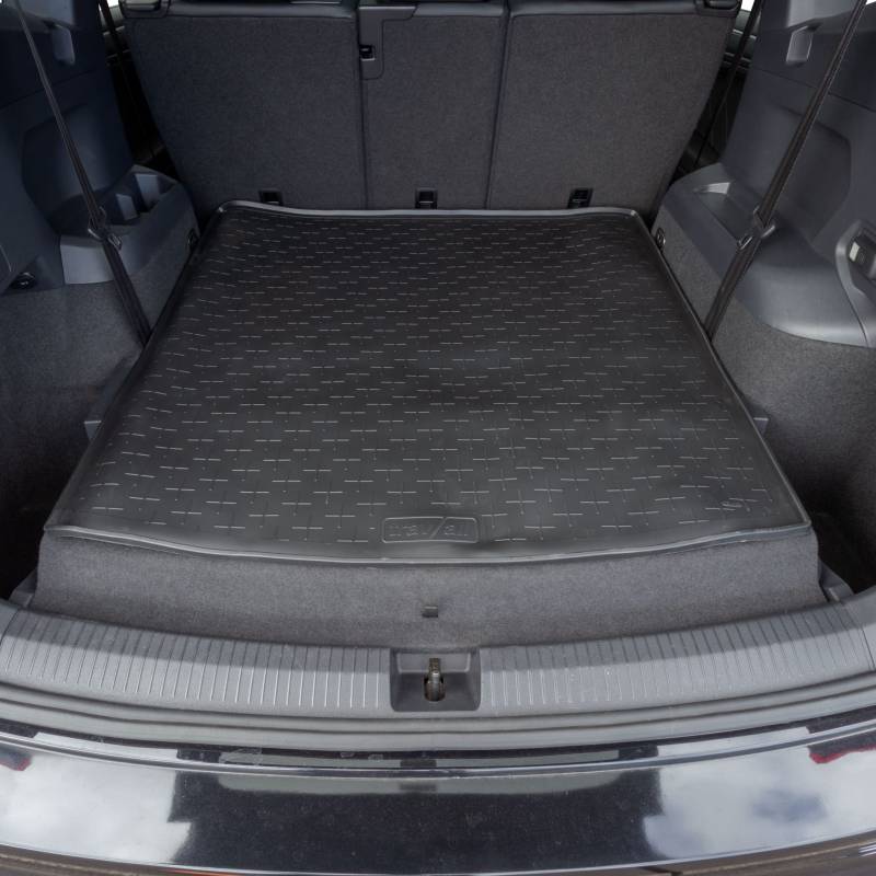 Travall Kofferraumwanne Kompatibel Mit Volkswagen Tiguan Allspace 7 Sitzen(2017-Jetzt) Premium Auto-spezifische Kofferraummatte wasserdicht schwarzer Gummi für jedes Wetter hundefreundlich von Travall