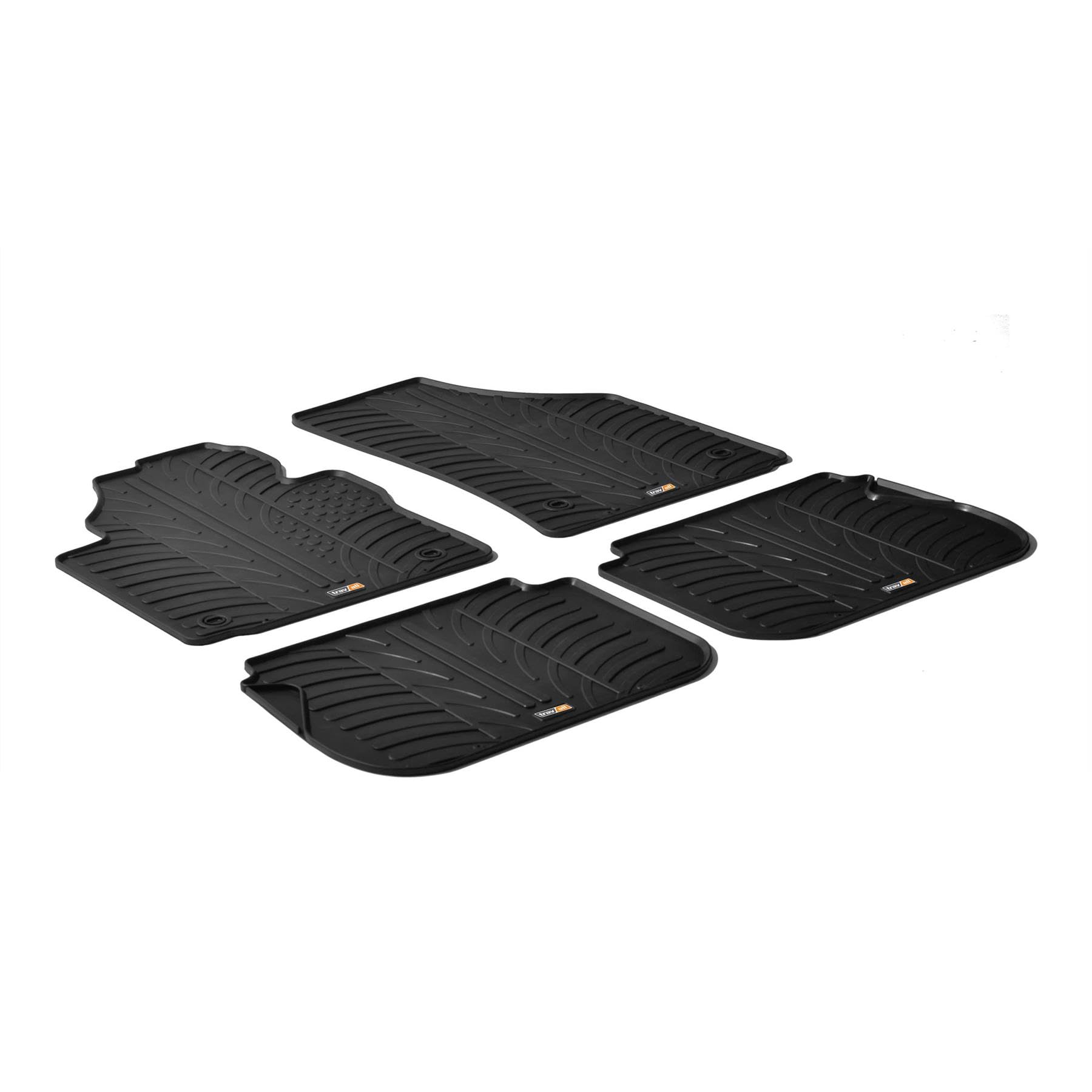 Travall Auto Gummimatten (4er Set) kompatibel mit Vw Caddy (2003-2020) Maxi (2003-2020)(4 Stücke) - Strapazierfähige Robuste Premium Auto Fußmatten Schwarz Pflegeleichte Gummifußmatten von Travall