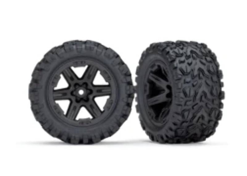 Traxxas Reifen & Felgen montiert 2.8 (Rustler 4X4) Felgen schwarz (T von TRAXXAS