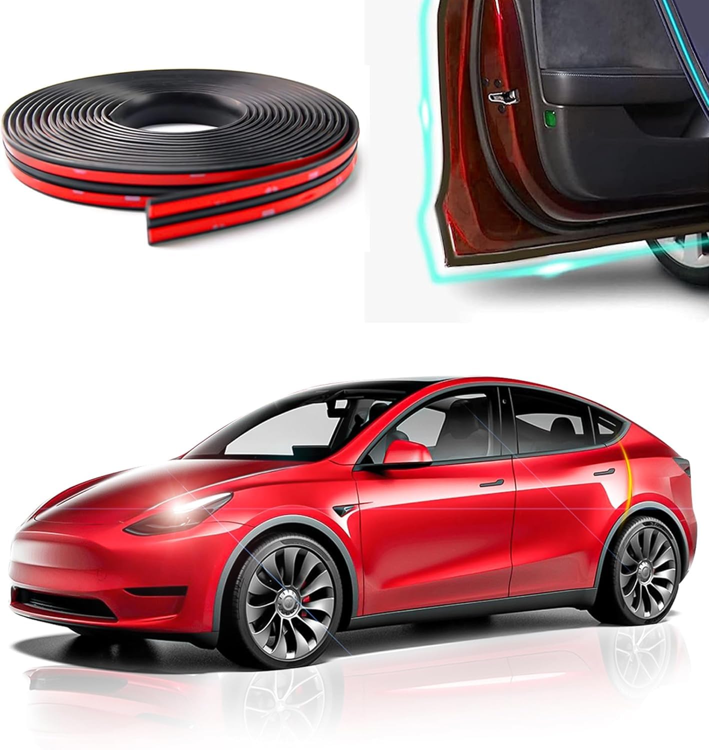 Treesiche Anti-Kick Dirty-Aufkleber für Tesla Model Y 2020-2023, seitliche Anti-Kick-Pads, Innenschutz, Bodenmatte, wasserabweisend, Schwarz von Treesiche