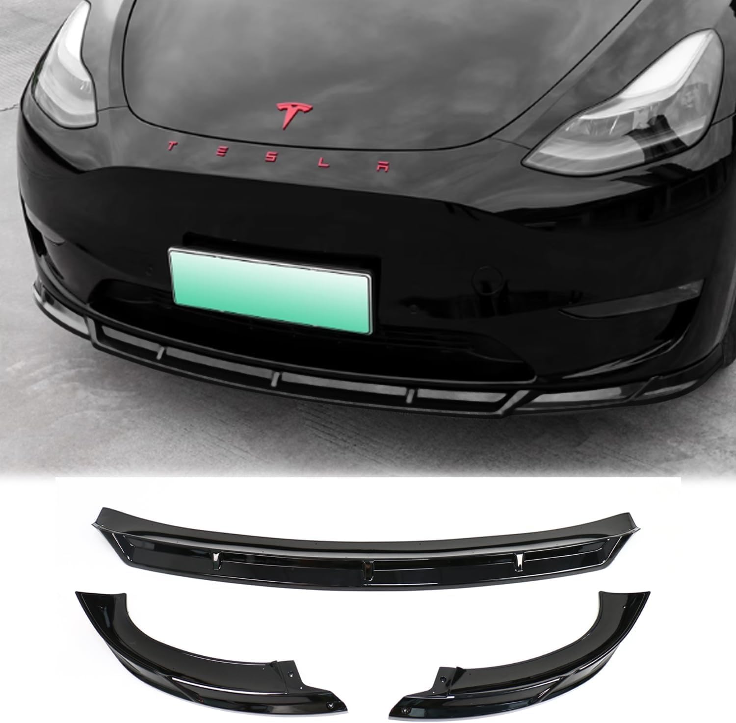 Treesiche Frontspoilerlippe Frontlippenschutz Kinnspoiler für Tesla Model Y 2020-2023 Frontlippenspoiler von Tesla Model Y Zubehör (Mattes Carbon) von Treesiche