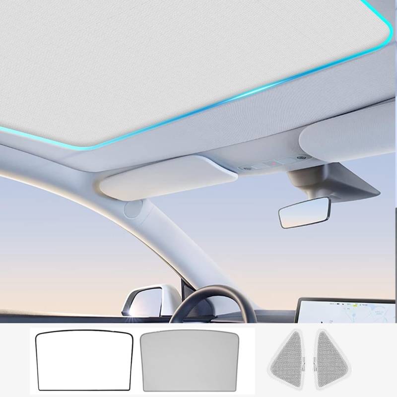 Treesiche Glass Roof Sunshade for Tesla Model 3 2018-2024 Sunroof Shade Window Insulation UV & Heat Protection Double-Layer Sun Shade Beige (Produced from China) von Treesiche