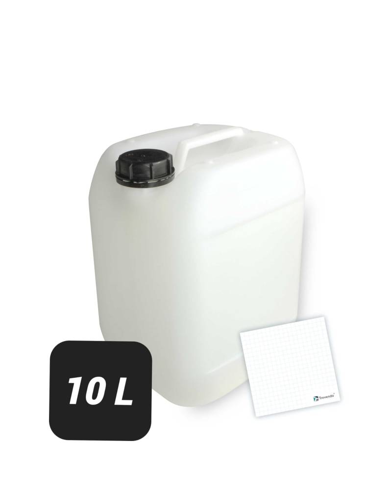 Trevendo Wasserkanister 10 Liter (DIN 51) - Vielseitig einsetzbar, robust und sicher - Lebensmittelecht - BPA-frei - Ideal für Camping, Festivals, Reisen und mehr - inkl. Trevendo Beschriftungsetikett von Trevendo