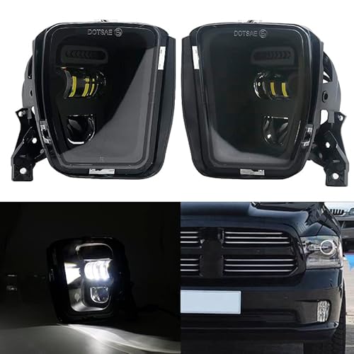 Tri-Aroute LED Nebelscheinwerfer Stoßfänger Fahren Nebelscheinwerfer Für Dodge Ram 1500 2013 2014 2015 2016 2017 2018 1 Paar,Schwarz von Tri-Aroute