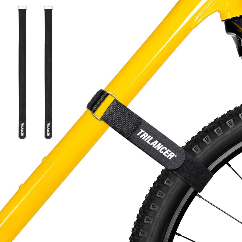 Trilancer Fahrradträgergurte, 2er-Pack Verstellbare Fahrrad-Stabilisator-Gurte, Spanngurte mit Haken und Schlaufe für Auto- und Wandhalterung, für Transport und Aufbewahrung (65 cm x 3,8 cm) von Trilancer