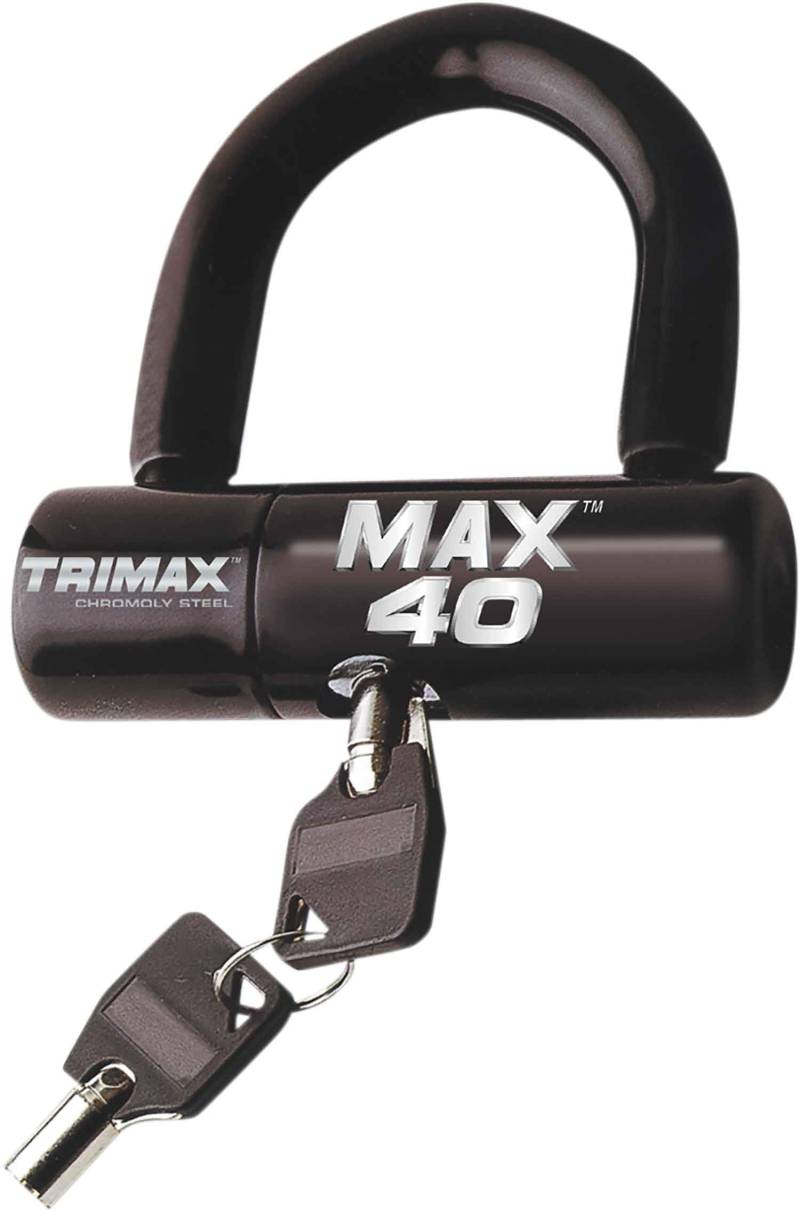 Trimax MAX40BK Motorcycle Disc U-Lock - Black with Black PVC Shackle von Trimax