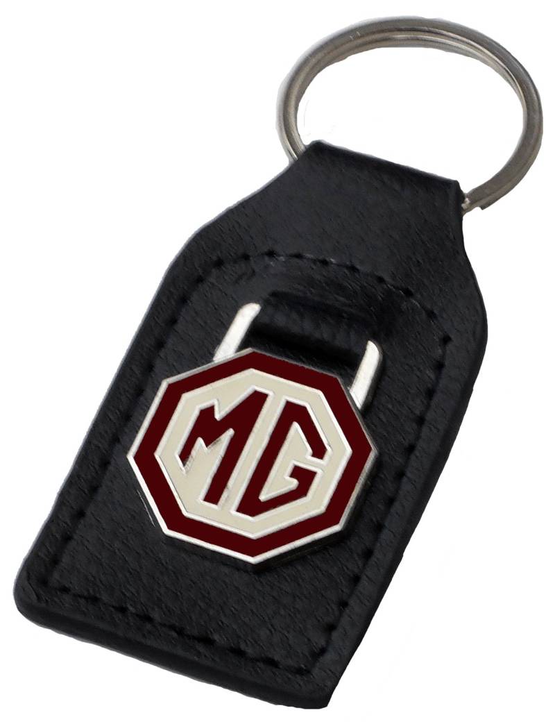 MG (MGB) braun/creme Leder und Emaille Schlüssel Ring Schlüsselanhänger von Triple C