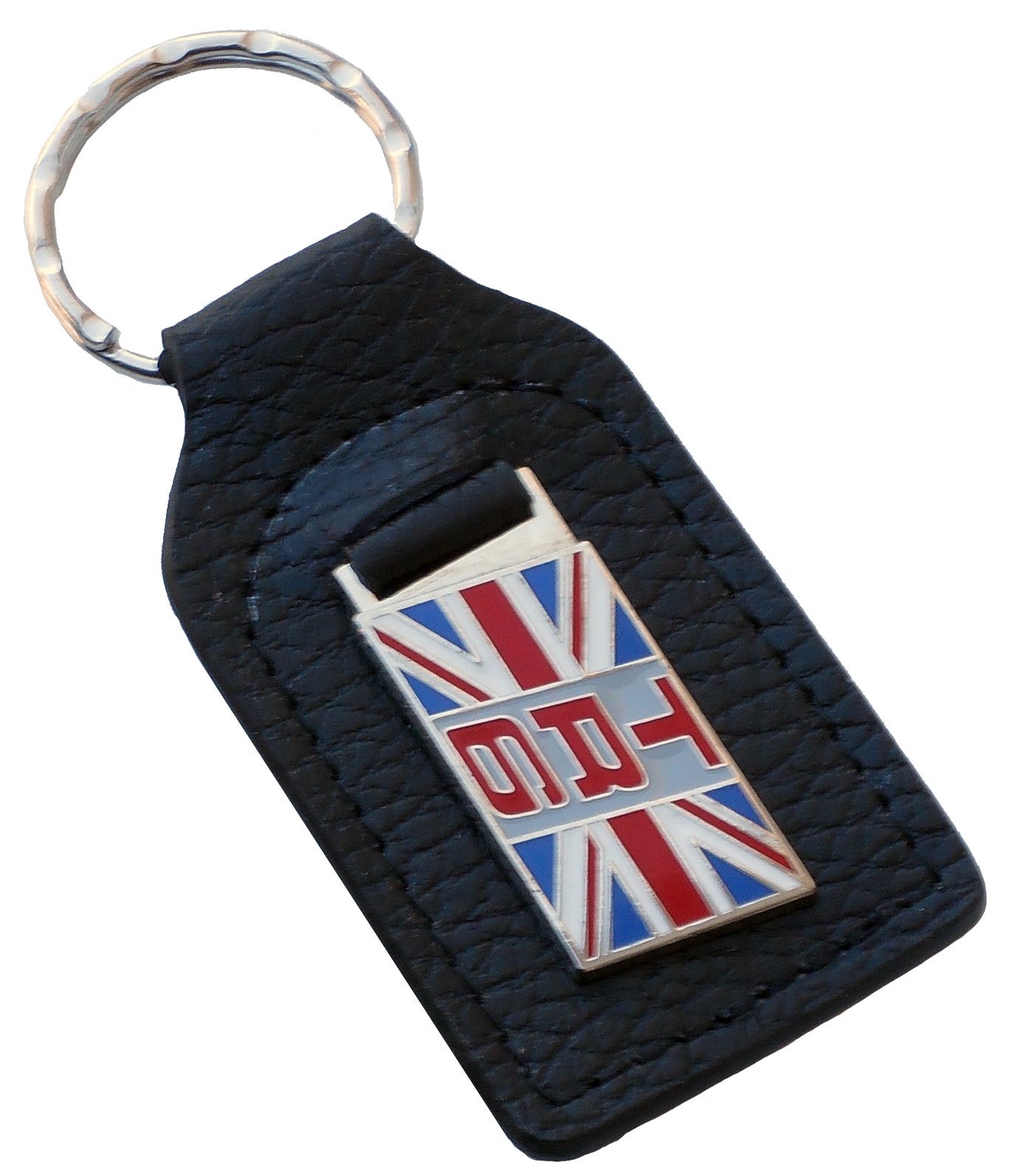 Triumph TR6, TR6 (Spurverbreiterung Union Jack Flagge Leder und Emaille Schlüssel Ring Schlüsselanhänger von Triple-C