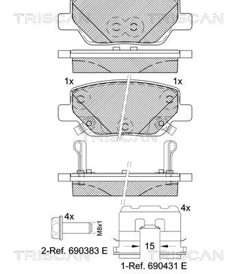 Bremsbelagsatz, Scheibenbremse Hinterachse Triscan 8110 15075 von Triscan