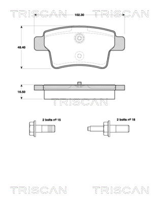 Bremsbelagsatz, Scheibenbremse Hinterachse Triscan 8110 38007 von Triscan