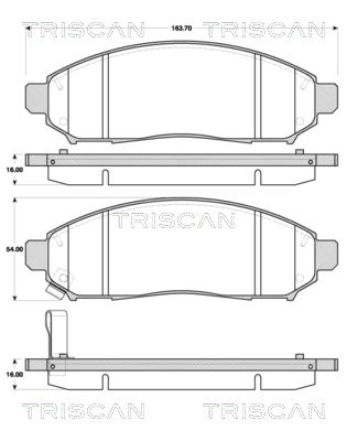 Bremsbelagsatz, Scheibenbremse Vorderachse Triscan 8110 14046 von Triscan