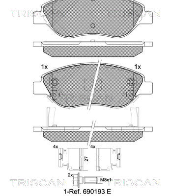 Bremsbelagsatz, Scheibenbremse Vorderachse Triscan 8110 15073 von Triscan