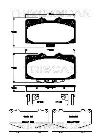 Bremsbelagsatz, Scheibenbremse Vorderachse Triscan 8110 68181 von Triscan