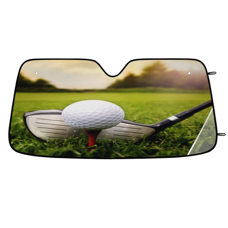 Golfball Auto Windschutzscheibe Sonnenschutz Faltbare Windschutzscheibe Reflektierender Sonnenschutz f¨¹r Autos Fahrzeuge Universal Fit 140cm x 70cm von TropicalLife