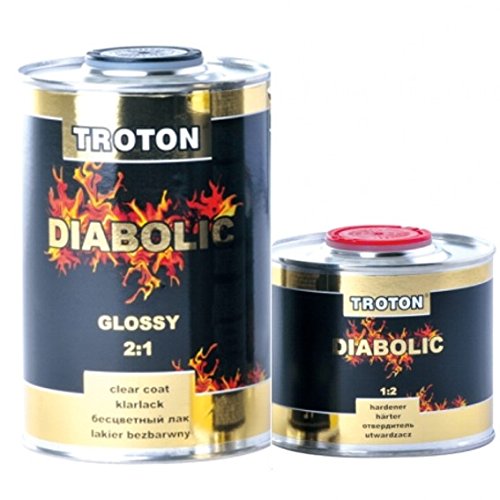 Troton 2:1 Acryl Klarlack Lack 1Liter + Härter 0.5Liter Inter Diabolic Autolack Glossy Seiden Glanz Höchste Qualität von Troton