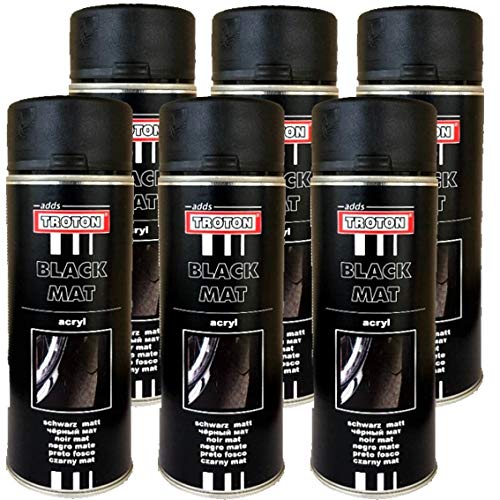 Troton RAL 9005 ACRYLLACK Lack Spray 6 x 400ml SCHWARZ MATT 1K ACRYL AUTOFARBE Farbe AUTOLACK SPRÜHLACK SPRÜHDOSE von LZBBD