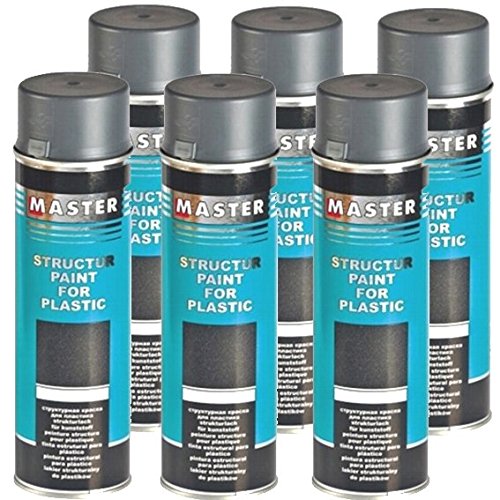 Troton STRUKTURLACK Grau 6 x 500ml 1K Spray Kunststoff Plastik Lack Structure Plastic Paint von Troton