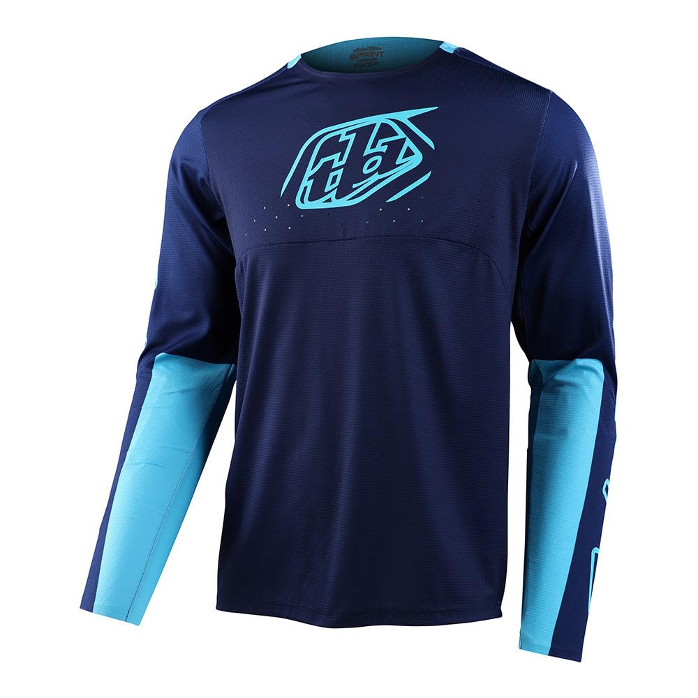 Troy Lee Designs Langärmeliges Sprint Mountainbike-BMX-Trikot für Erwachsene, Icon Navy, Größe M, Marineblau, Medium von Troy Lee Designs