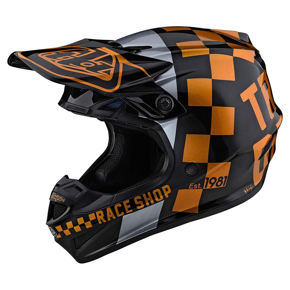 Troy Lee Designs SE4 PA Checker Motocross Helm Schwarz/Gold XL von Troy Lee Designs