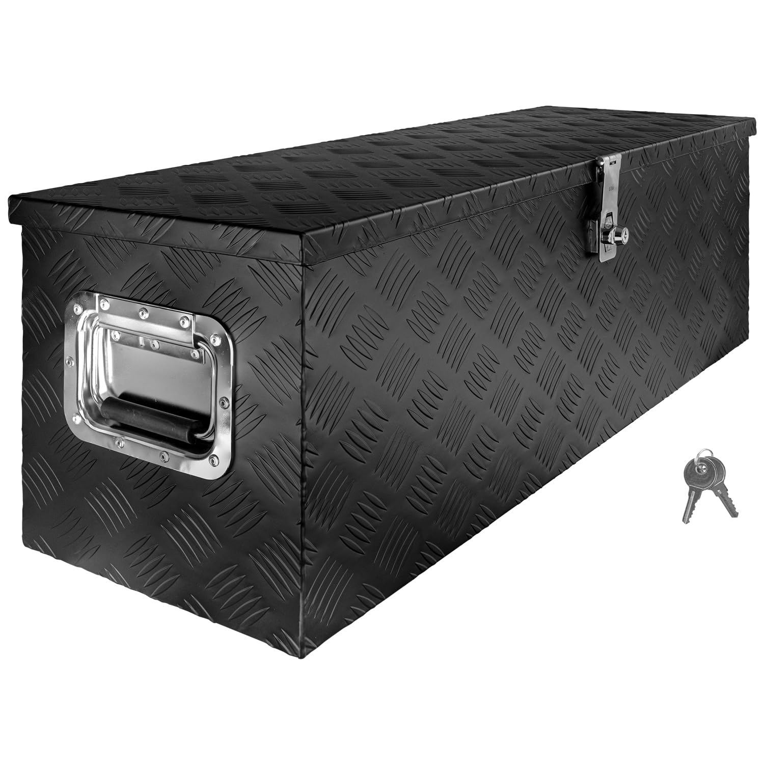 Trucky Deichselbox Schwarz Werkzeugkasten Truckbox Alu Box Anhänger Kiste mit Deckel Abschließbar Alubox Transportbox Werkzeugbox Aluminium Aufbewahrungsbox D100 von Trucky